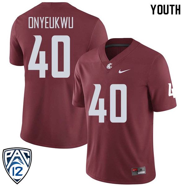 Youth #40 Chima Onyeukwu Washington State Cougars College Football Jerseys Sale-Crimson